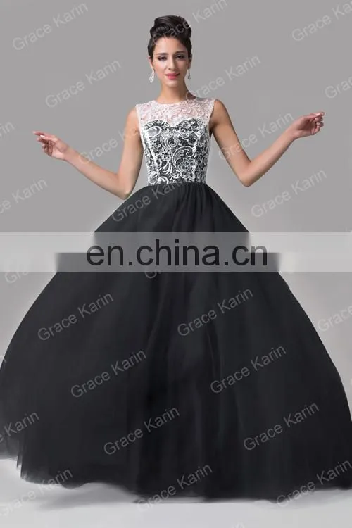 Grace Karin Sleeveless Long Lace Prom Dresses CL6108-6#