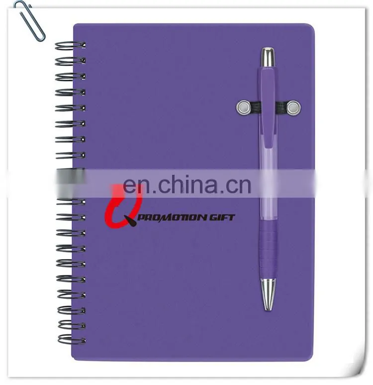 pen buddy spiral 70sheet lined notebook set with ball pen and translucent color cover