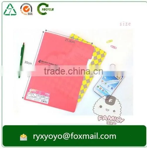 L shape pp plastic hardcover a4 size 3 pockets file folder