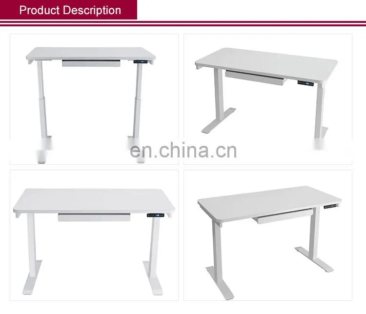 Rectangular White 1 Drawer Standing Desk with Adjustable Height Feature