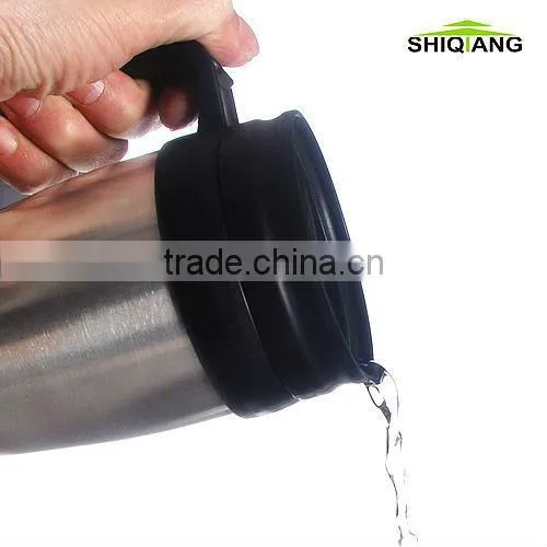 400ml travel bottles with plastic inner stainless steel outer promotional car mugs with lid and handle