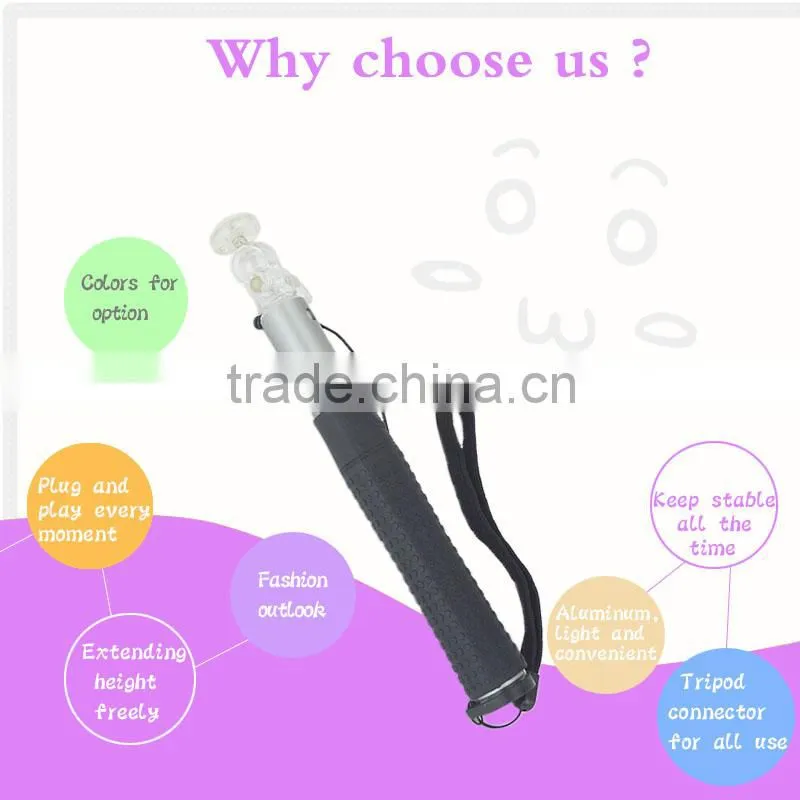 2016 innovative wired control selfie stick with colorful cable for smartphone