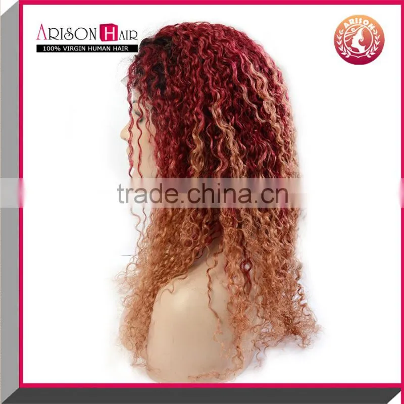 Unprocessed remy virgin peruvian human hair ombre color lace front wig