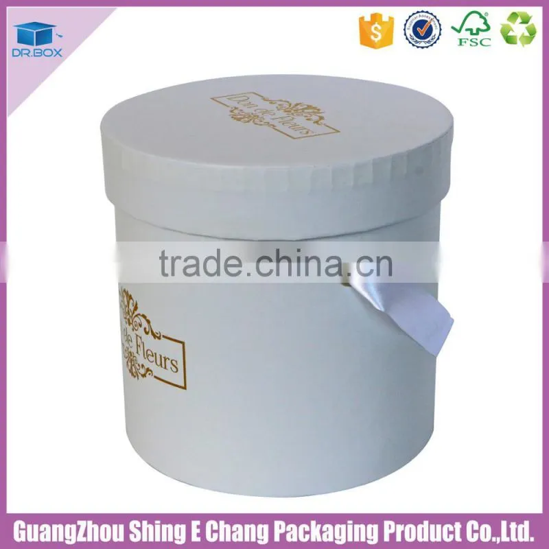 Logo customize gold stamp cardboard round rose flower box