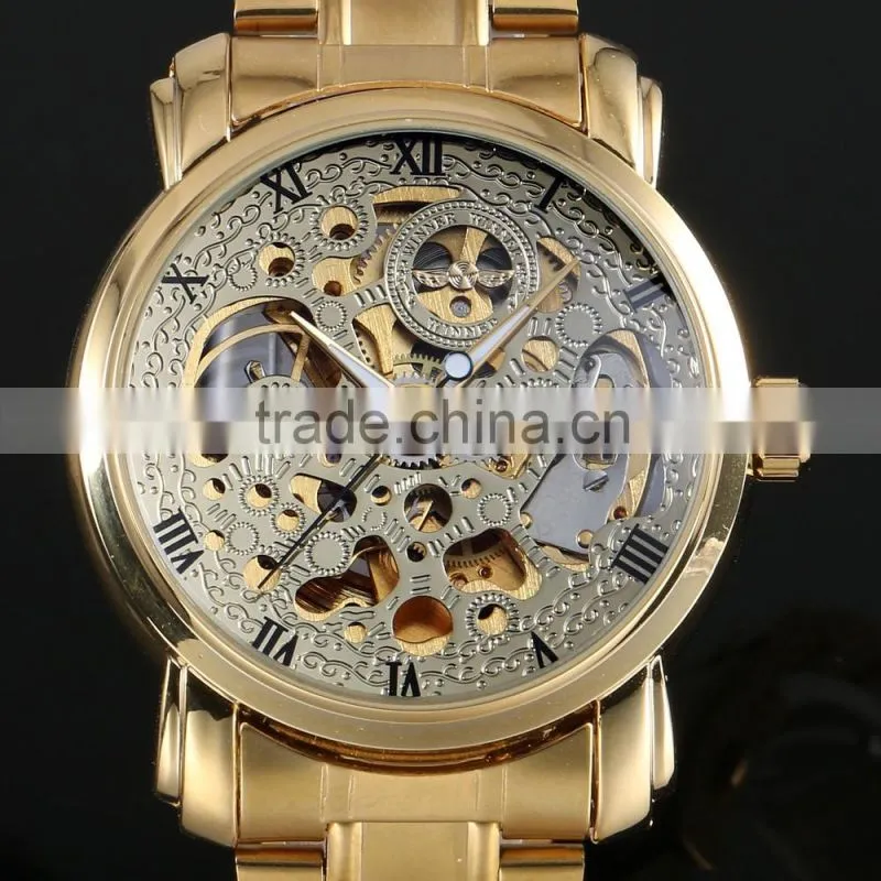 2016 Brand New Gold Watch Custom Logo Automatic Self winding Wrist Watch for Men ZB007