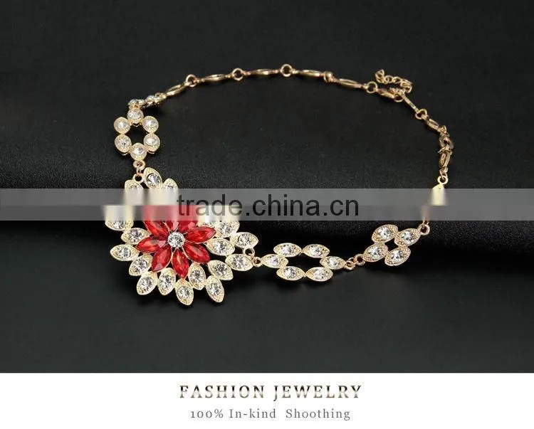 Women Bridal Wedding Jewelry Sets Charm Crystal Flower Pendant Jewelry Sets Shininy Bijoux Femme 2016