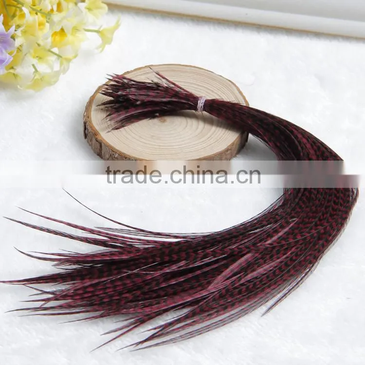 2016 Hot Sale Cheap Grizzly Natural Real Rooster Clip In Feather Hair Extensions