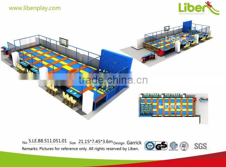 Multi Color Safety Padding Blue Mat Custom Color Large Gymnastics Trampolines for Sale with Climb Rock Wall
