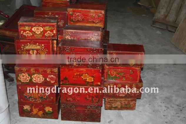 chinese antique wooden hand-painted box