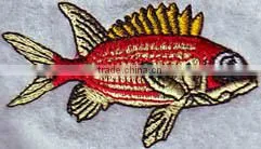 Cheap promotional fishes embroidery patches Iron on clothing fabric.