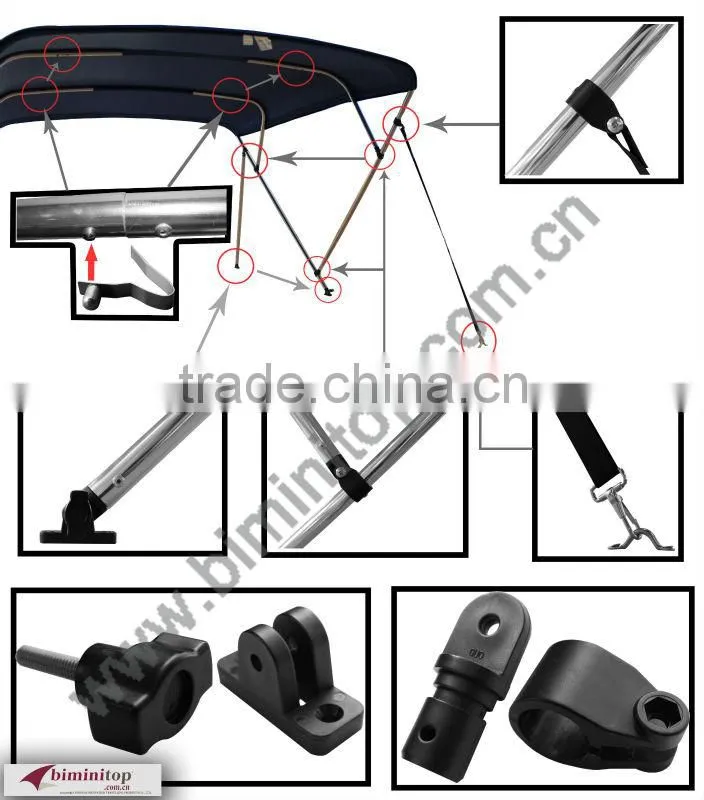 100% solution dyedfabric 3 bow biminitop