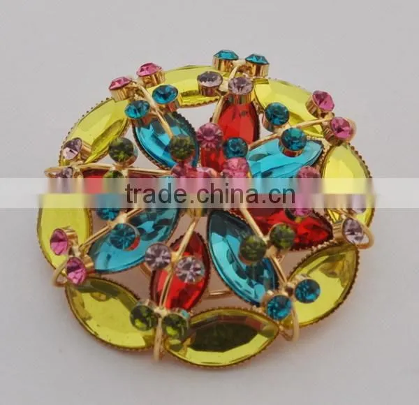 black and light yellow dots resin gem stud smily brooches