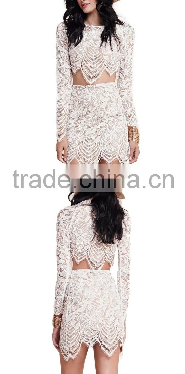 white tight dress sexy transparent clubwear 2 piece bandage dress