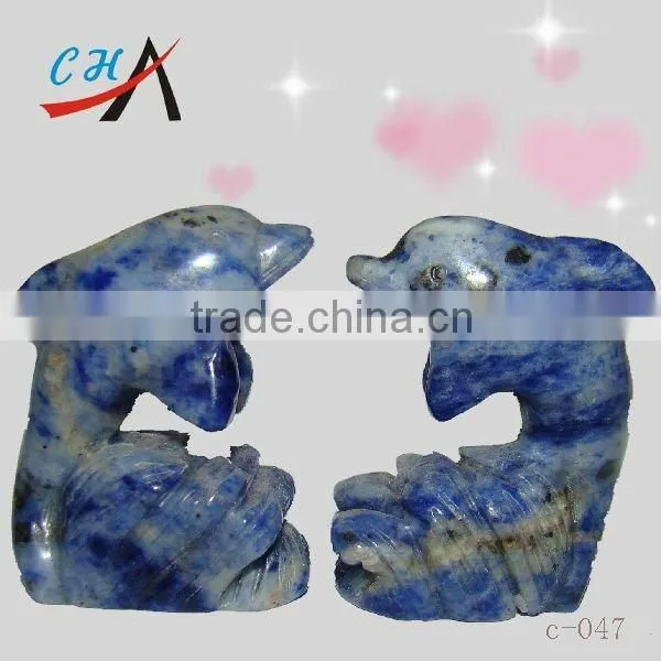 lovely blue veins stone dolphin& hand carved stone animal figurines