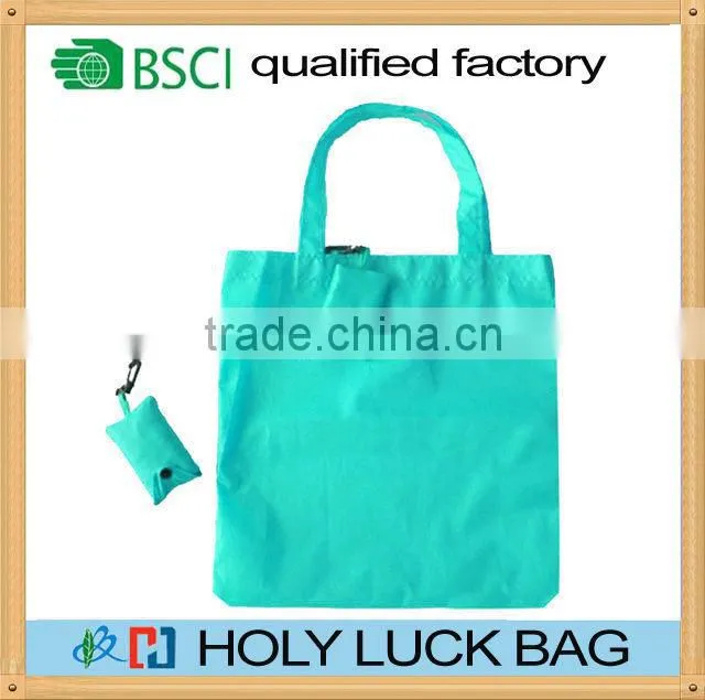 Wholesale reusable eco friendly folding shopping bag with small pouch