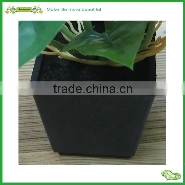 Mini artificial anthurium leaves bonsai for indoor decoration