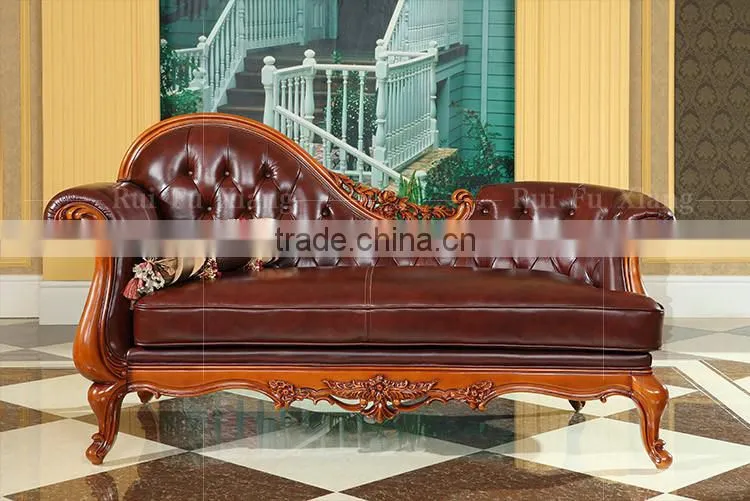 Federal classic chaise longue with wood frame and genuine leather finish O-214
