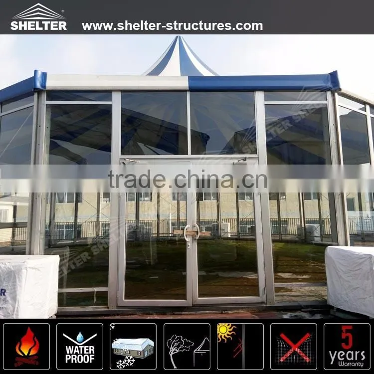 Blue and White PVC fabric Polygonal Style Multi-sides Event Dome Tent with Glass wall