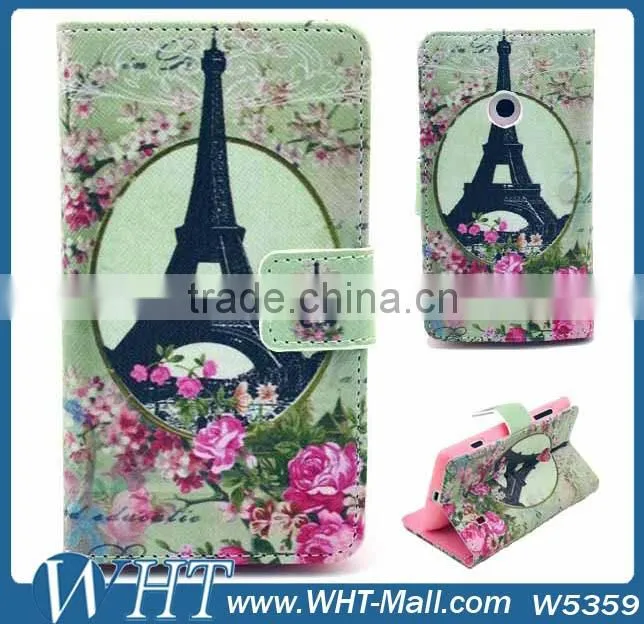 2014 New Products China Supplier Purse Custom Printing Wallet Leather Flip Case Stand Booklet Cover Shell For Nokia Lumia 520