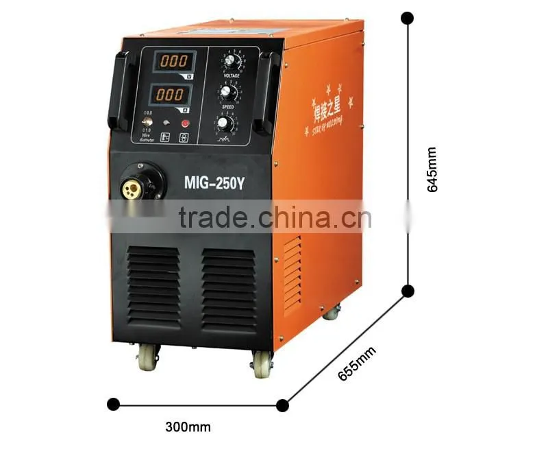 Best sales MIG-250 igbt inverter co2 mig welding machine AC220V welding wire feeder motor compact