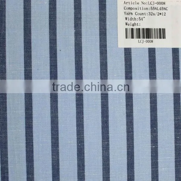 32s/2*12 stripe yarn dyed linen and cotton fabric