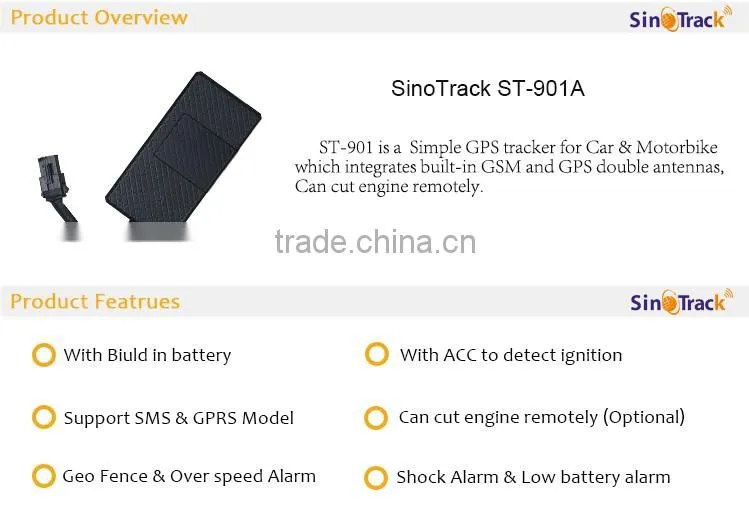 Remotely real time gps gsm car tracker with cut engine