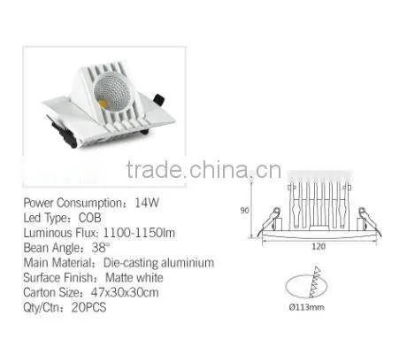 Wholesale price led light spot 14 watt cob led spot light high quality gimbal head led adjustable spot light