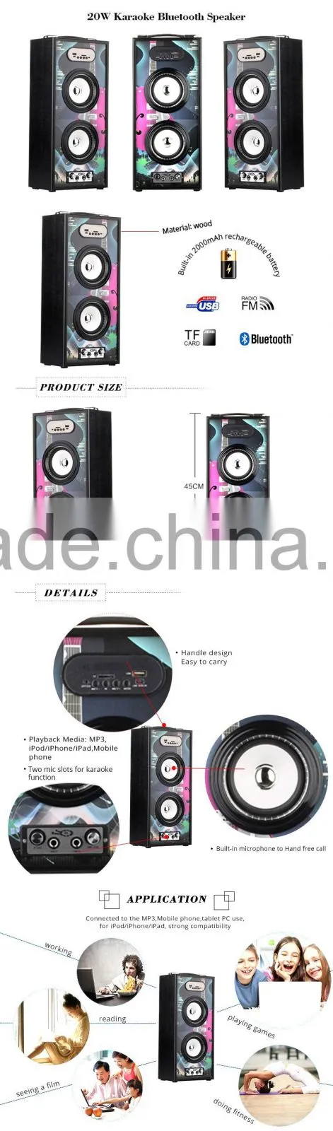 BBQ KBQ-167 20W 2000mAh Wireless Mini Speaker Bluetooth