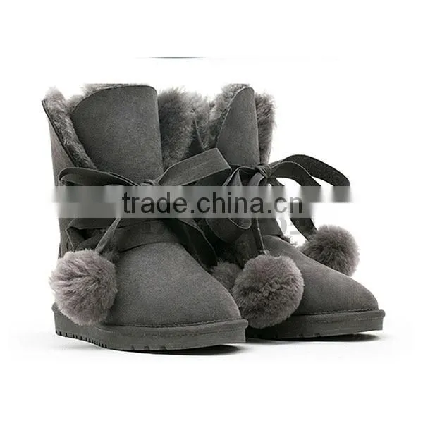2015 New design snow buckle fastener sweet plush boots