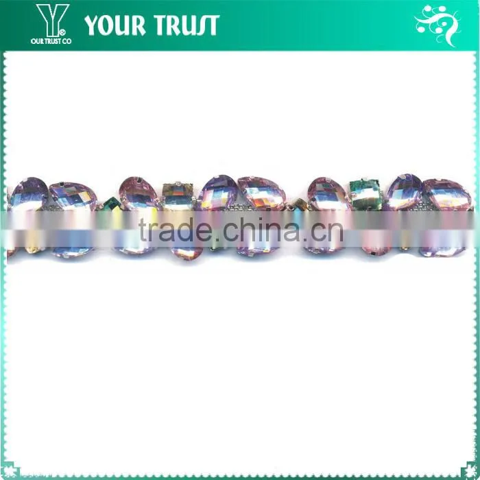 Wedding Bridal Dress 1.3CM AB Round Resin 3MM Crystal RhinestoneTrimming