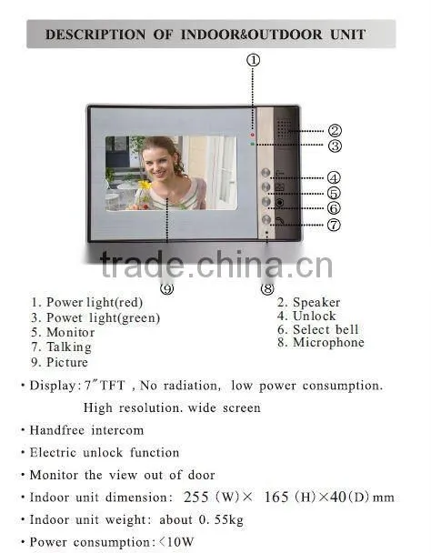 CA802+VD202 7'' Video Door Phone Intercom