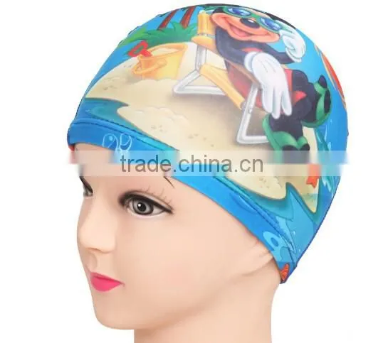 Cute Cartoon Kids children boys girls Lycra fabric swimming cap bathing cap