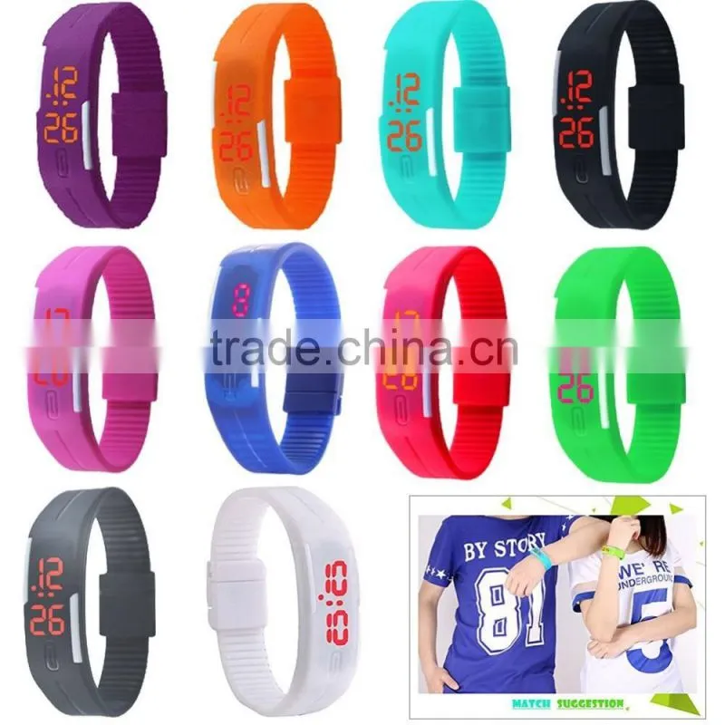 Fashion Design Ultra Thin Sports Silicone Digital Unisex LED Sports Bracelet Wrist Watch