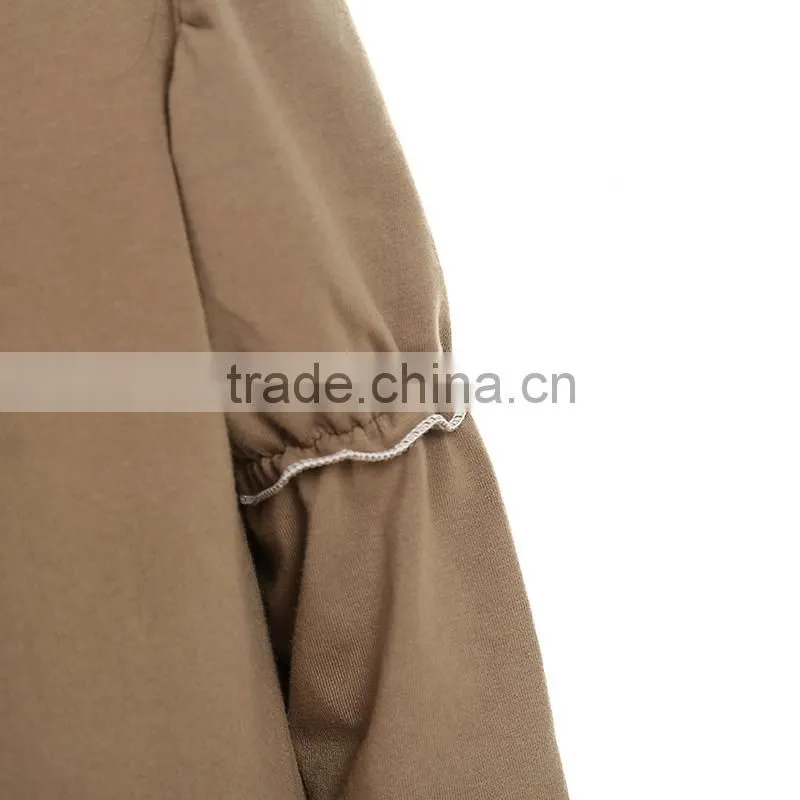 2016 kaiya fall soft solid cotton coffee long sleeve t-shirt and long pant