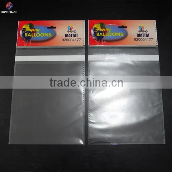 Custom printed bopp header plastic bag with euro slot and permanent tape for balloon packaging