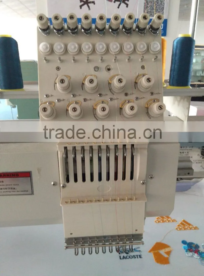 China Guangzhou CNC computer flat garment cap hat sequin towel single two 4 6 head 6 9 12 needles embroidery machine price