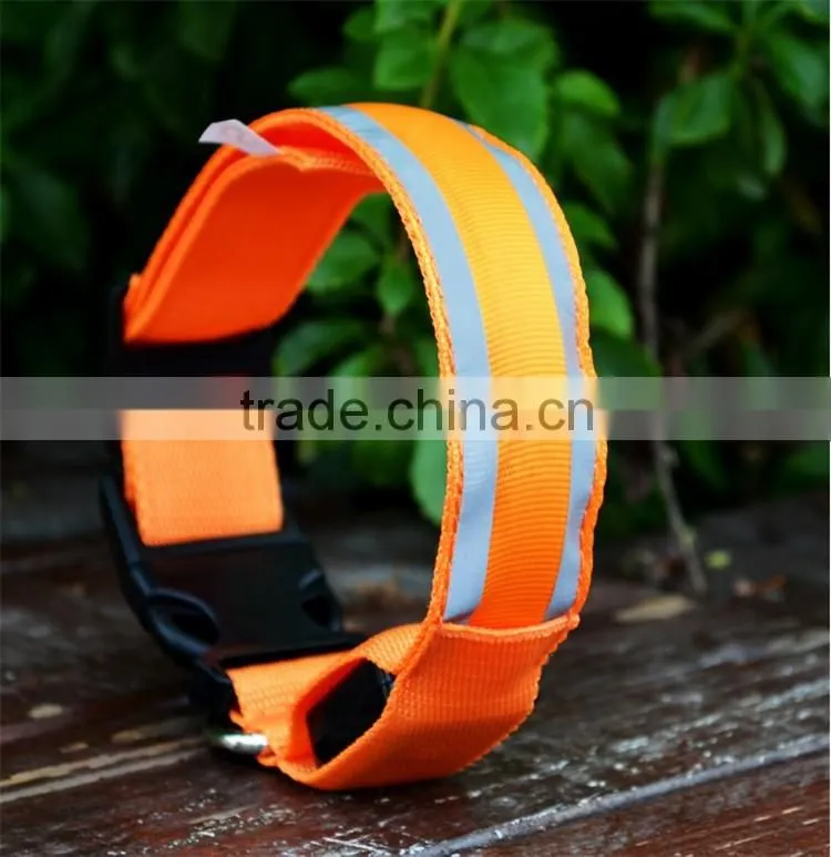 Lighted up LED Collar Striped Mesh Nylon Collar