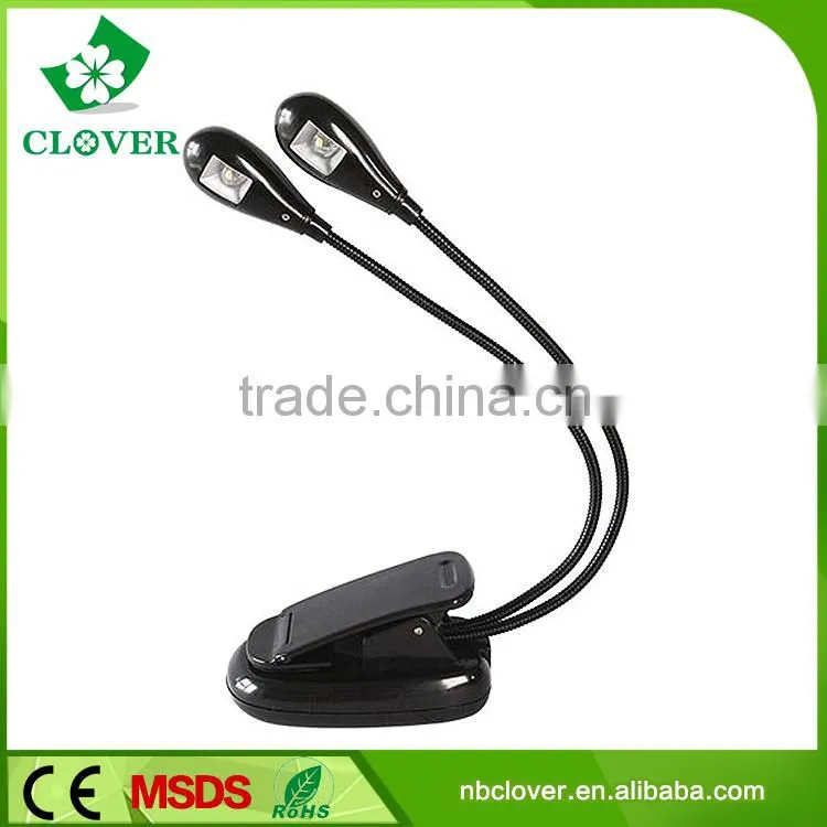 2 LED 98g with clip plastic led gooseneck reading light
