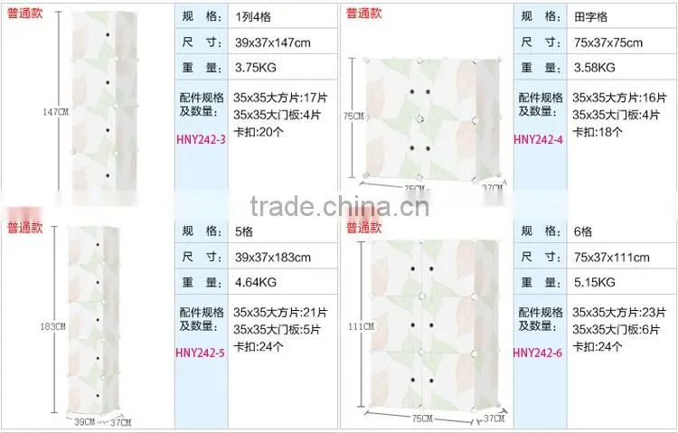 DIY portable bedroom corner plastic clothes wardrobe box
