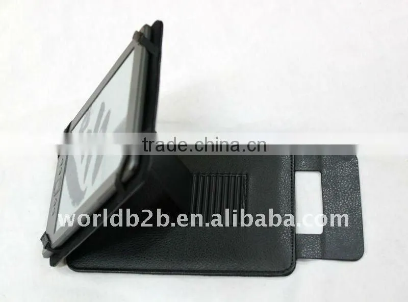 Black Slim Leather Case Folio with Multi Adjustable Viewing Angles for Amazon Kindle 4 and Kindle Touch E-Reader