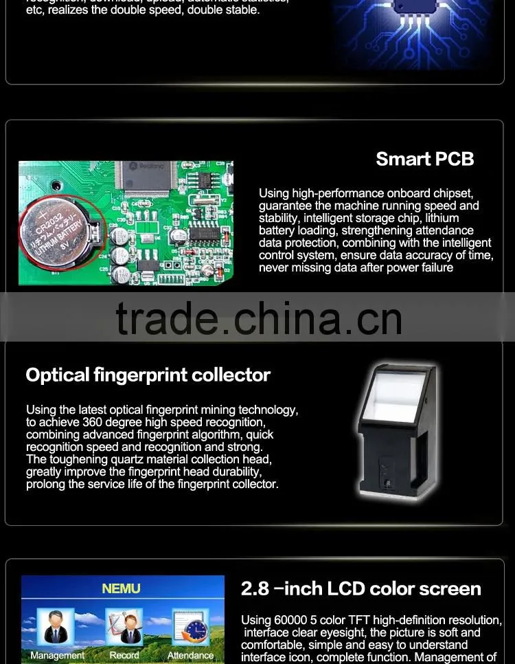 Finger print scanner for time attendance tcp/ip