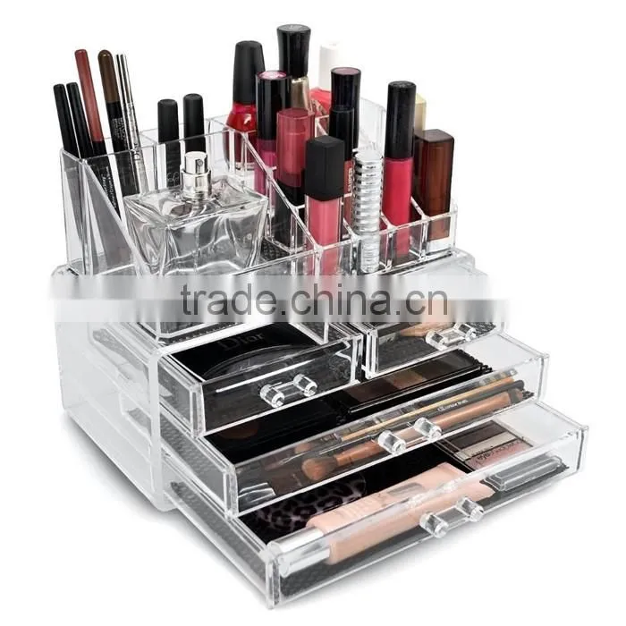 4 drawer clear acrylic cosmetic makeup organizer for lipsticks