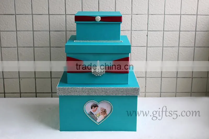 Handmade blue wedding card holder made in China wedding card box supplier