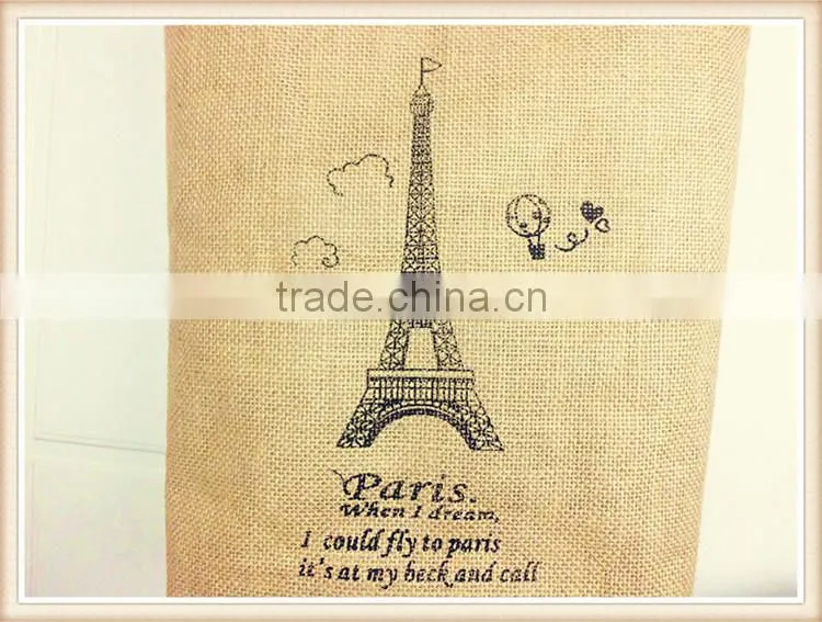Fashion lady jute shopping bag with PU handle