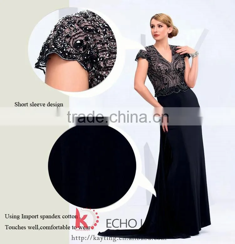 Elegant short sleeve V-neck fashion women dress new fashion dresses 2014