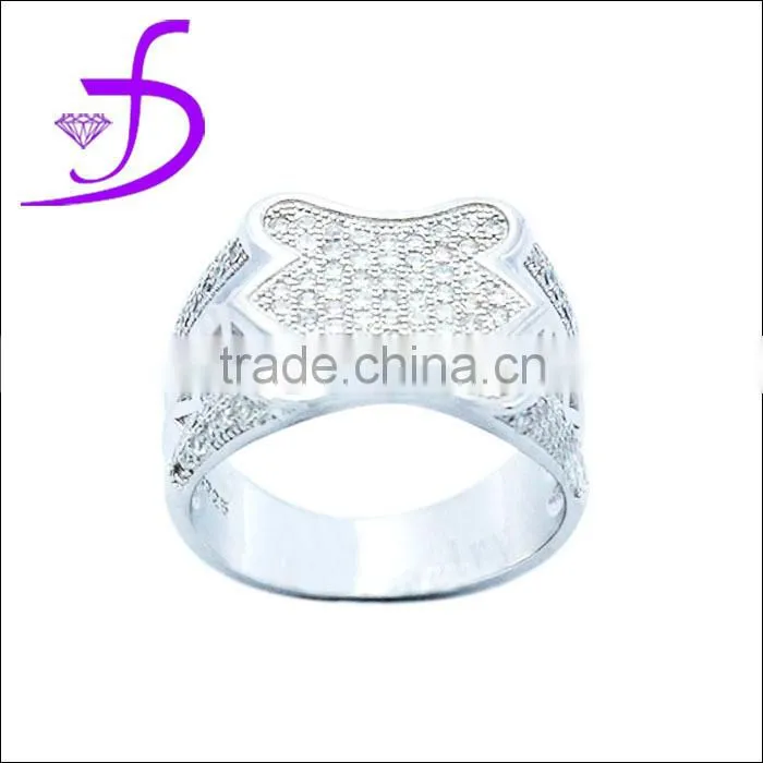 925 sterling silver men ring with zircon pave setting