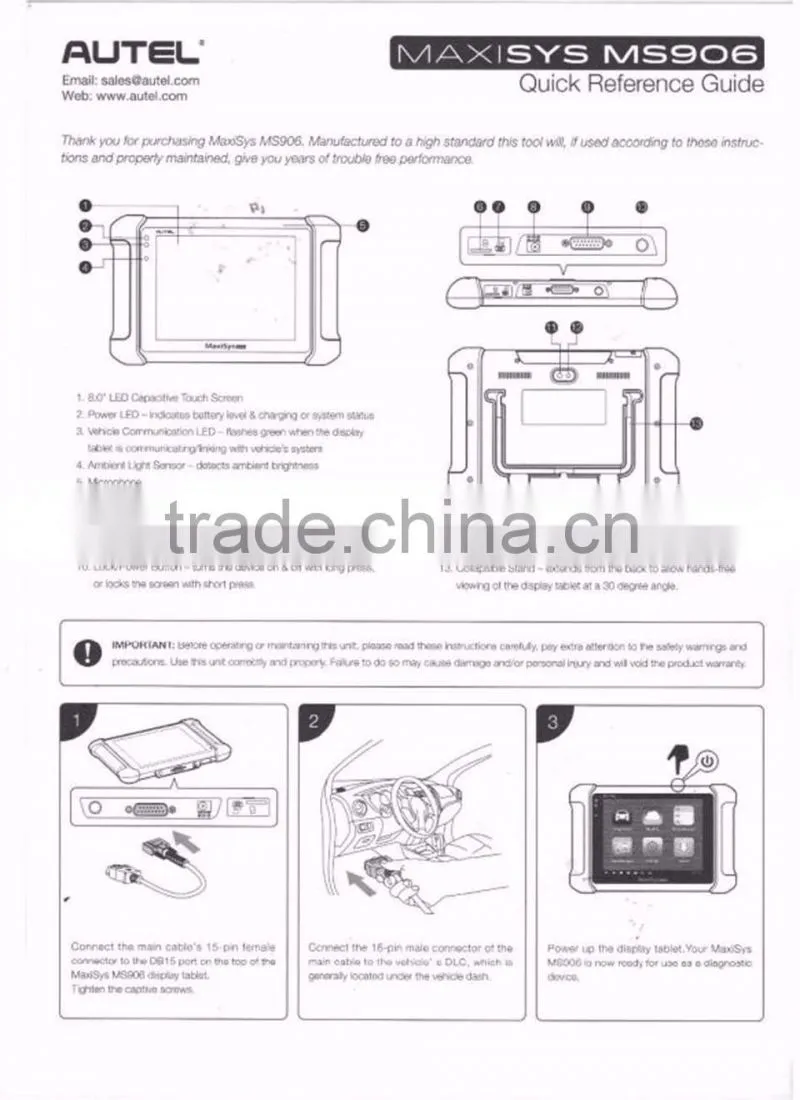 BEACON AUTEL MaxiSYS MS906 Android 4.0 BT/WIFI Auto Diagnostic Scanner