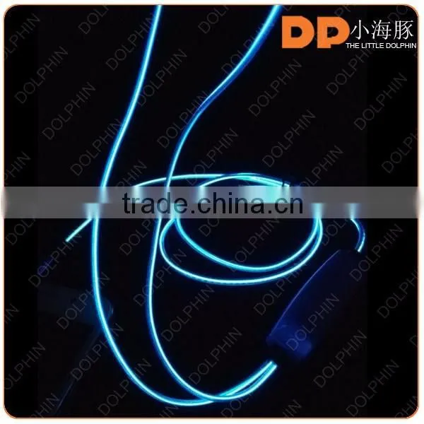 new premium super stereo bass glowing headphones 3.5mm in ear earbuds EL wired earphone