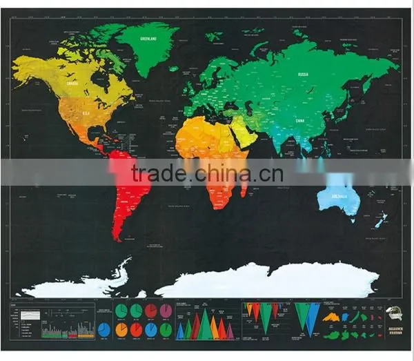 Stationery Store Maps Deluxe Black Scratch off Map World Map