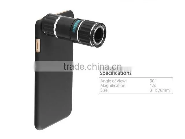 F2.0 12X Zoom Camera Lens W/ Back Case & Mini Tripod For iPhone6 Plus/iPhone6S Plus